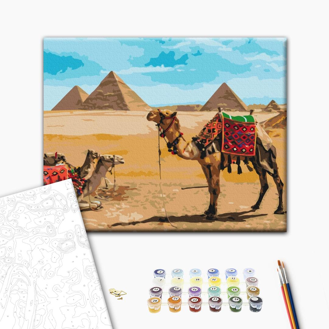 Ägypten - Malen nach Zahlen Bild auf Leinwand mit Pinseln und Farben