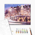 Winter in Amsterdam - Malen nach Zahlen Bild auf Leinwand mit Pinseln und Farben