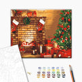 Weihnachtstage - Malen nach Zahlen Bild auf Leinwand mit Pinseln und Farben