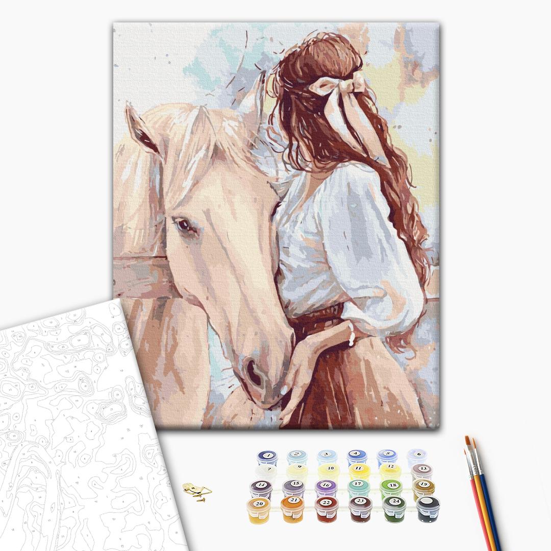Malen nach Zahlen Bild auf Leinwand mit Pinseln und Farben