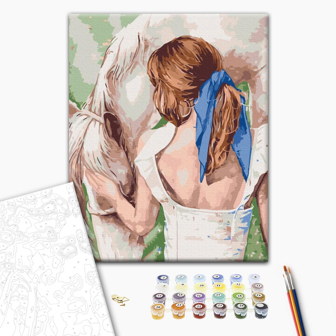 Malen nach Zahlen Bild auf Leinwand mit Pinseln und Farben