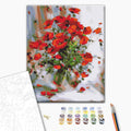 Ölmohn - Malen nach Zahlen Bild auf Leinwand mit Pinseln und Farben