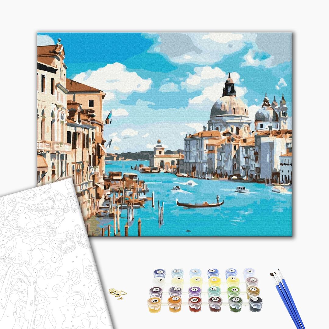Aussicht von Venedig - Malen nach Zahlen Bild auf Leinwand mit Pinseln und Farben