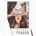 Der erste Schnee - Malen nach Zahlen Bild auf Leinwand mit Pinseln und Farben
