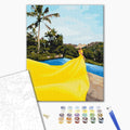 Ein Traumurlaub - Malen nach Zahlen Bild auf Leinwand mit Pinseln und Farben