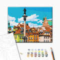 Schlossplatz in Warschau - Malen nach Zahlen Bild auf Leinwand mit Pinseln und Farben