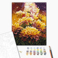 Kosmische Blumen - Malen nach Zahlen Bild auf Leinwand mit Pinseln und Farben