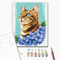 Azurblaue Katze - Malen nach Zahlen Bild auf Leinwand mit Pinseln und Farben
