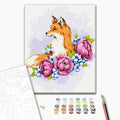Blumenfuchs - Malen nach Zahlen Bild auf Leinwand mit Pinseln und Farben
