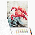 Aquarellflamingos - Malen nach Zahlen Bild auf Leinwand mit Pinseln und Farben