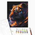 Tiger-Sternzeichen - Malen nach Zahlen Bild auf Leinwand mit Pinseln und Farben