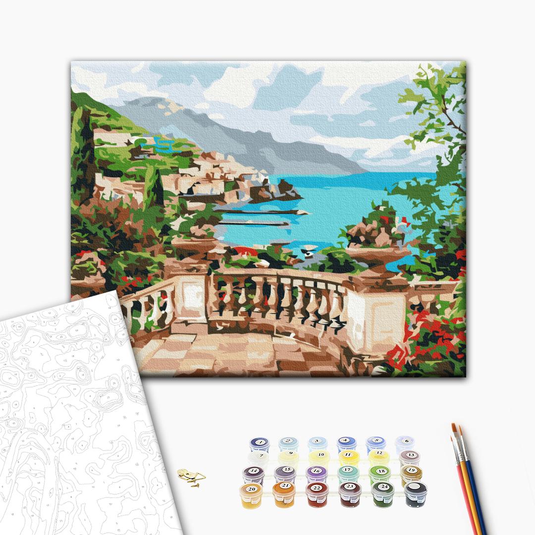 Malen nach Zahlen Bild auf Leinwand mit Pinseln und Farben