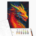 Neondrache - Malen nach Zahlen Bild auf Leinwand mit Pinseln und Farben