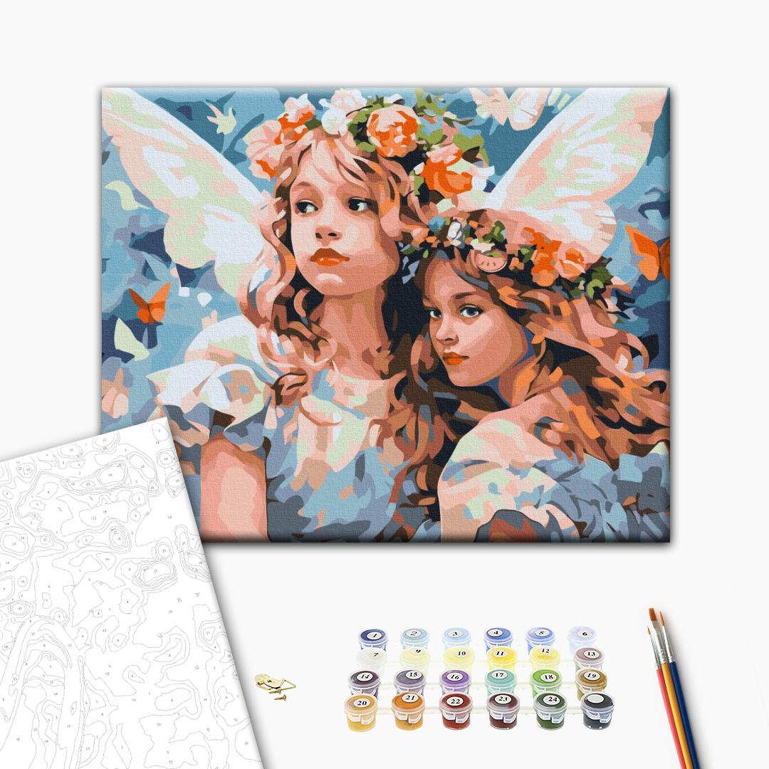 Malen nach Zahlen Bild auf Leinwand mit Pinseln und Farben
