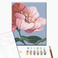 Rosa Blumen - Malen nach Zahlen Bild auf Leinwand mit Pinseln und Farben