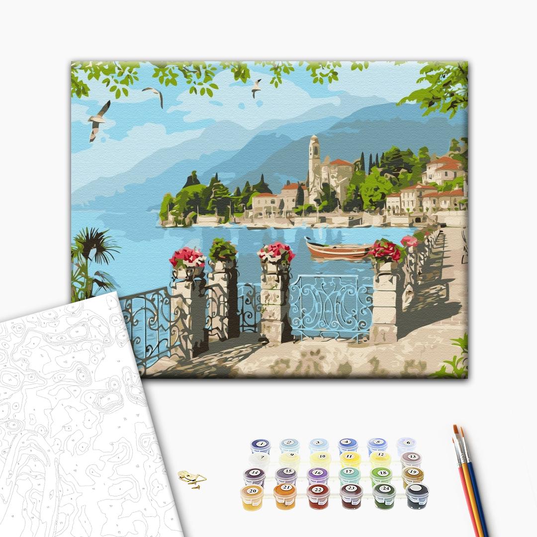 Malen nach Zahlen Bild auf Leinwand mit Pinseln und Farben