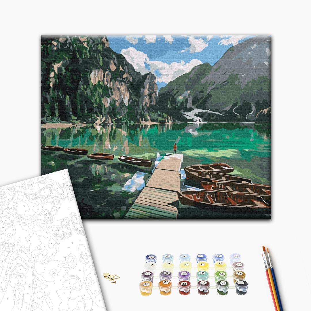 Malen nach Zahlen Bild auf Leinwand mit Pinseln und Farben