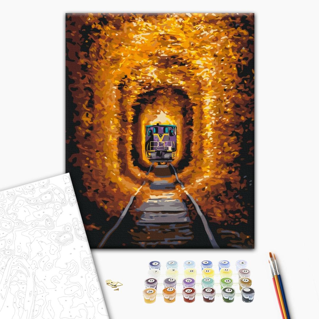 Malen nach Zahlen Bild auf Leinwand mit Pinseln und Farben