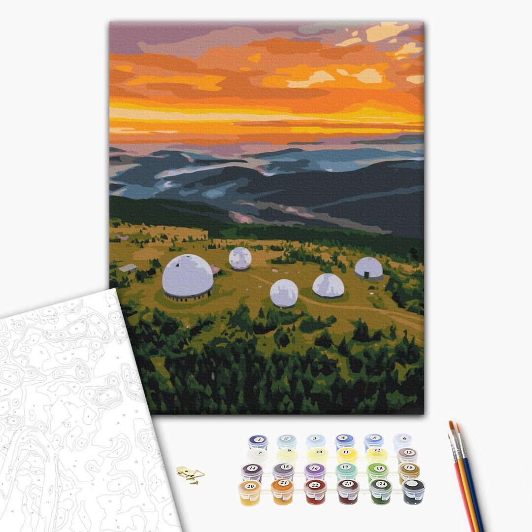 Malen nach Zahlen Bild auf Leinwand mit Pinseln und Farben