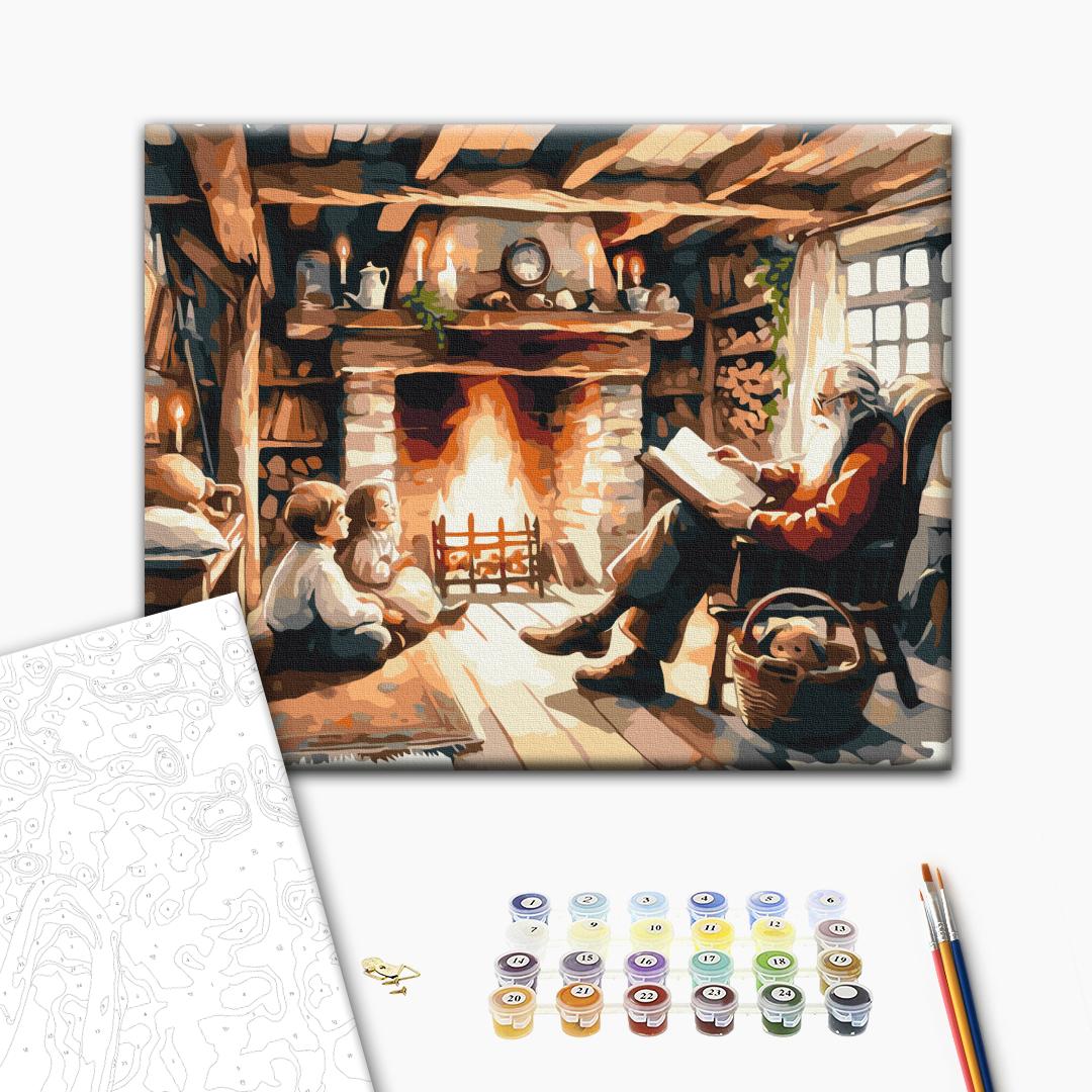 Neujahrsmärchen - Malen nach Zahlen Bild auf Leinwand mit Pinseln und Farben
