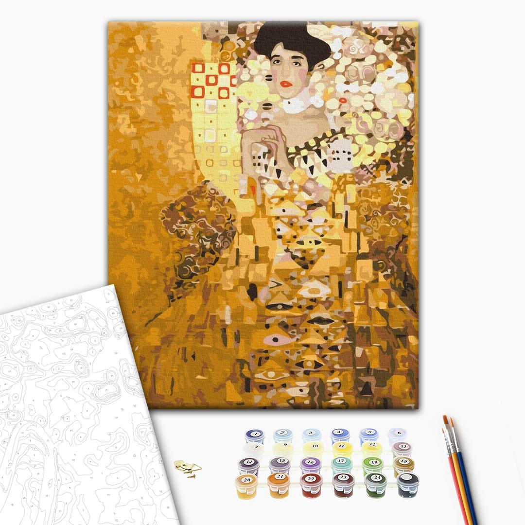 Porträt von Adele Bloch-Bauer I von Gustav Klimt - Malen nach Zahlen Bild auf Leinwand mit Pinseln und Farben
