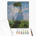 Frau mit Regenschirm von Claude Monet - Malen nach Zahlen Bild auf Leinwand mit Pinseln und Farben