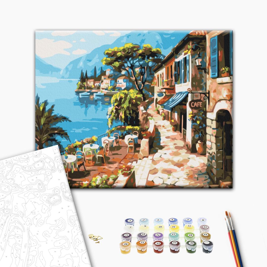 Malen nach Zahlen Bild auf Leinwand mit Pinseln und Farben