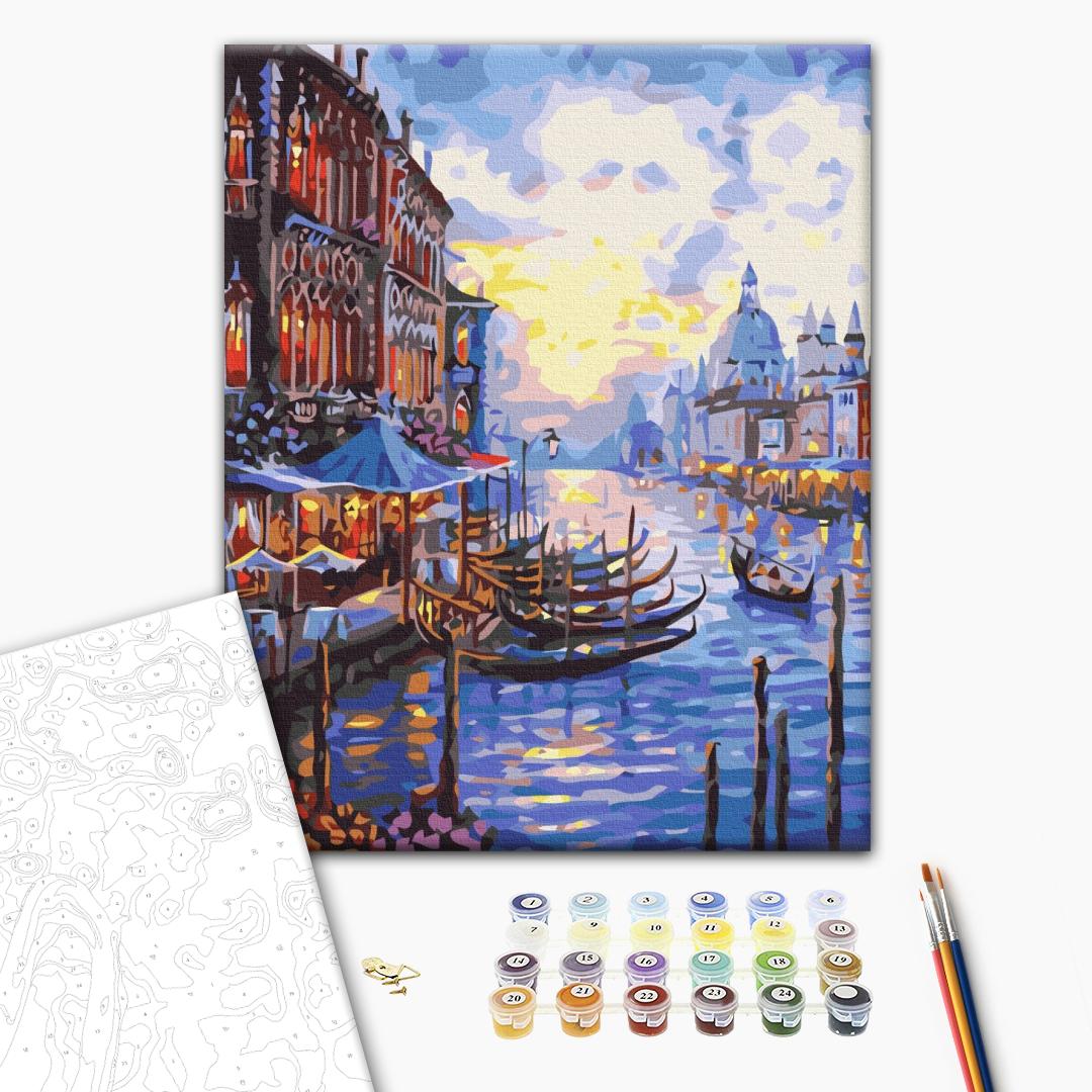 Wunderschönes Venedig - Malen nach Zahlen Bild auf Leinwand mit Pinseln und Farben