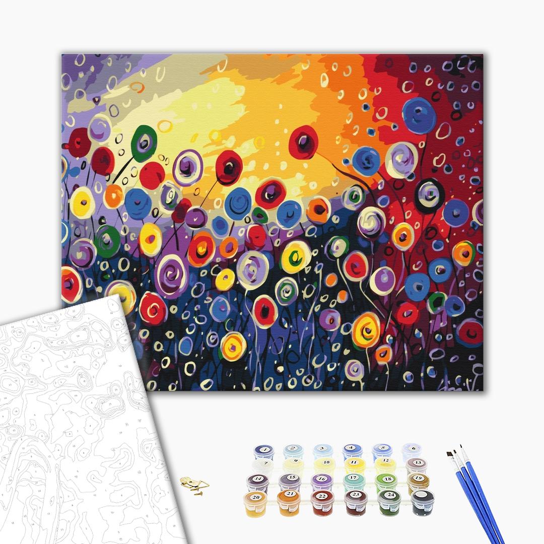 Garten der Fantasien - Malen nach Zahlen Bild auf Leinwand mit Pinseln und Farben