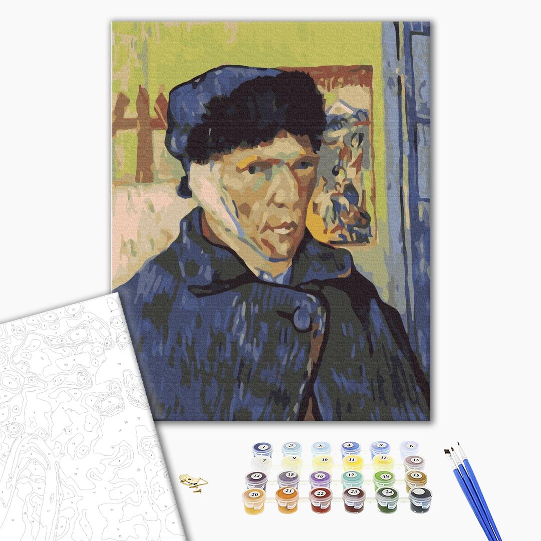 Selbstbildnis mit verbundenem Ohr von Vincent van Gogh - Malen nach Zahlen Bild auf Leinwand mit Pinseln und Farben