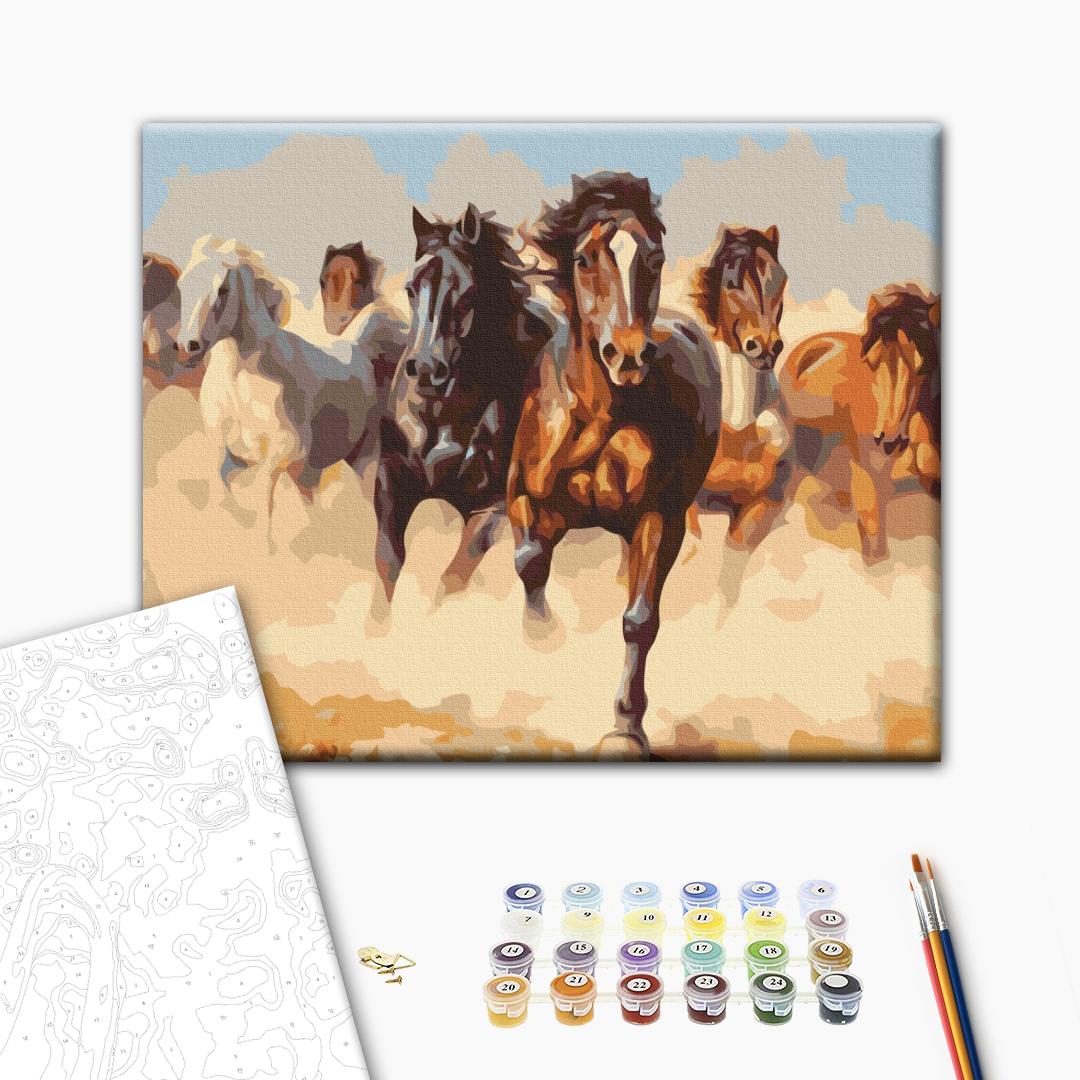 Malen nach Zahlen Bild auf Leinwand mit Pinseln und Farben