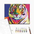 Pop-Art Tiger - Malen nach Zahlen Bild auf Leinwand mit Pinseln und Farben