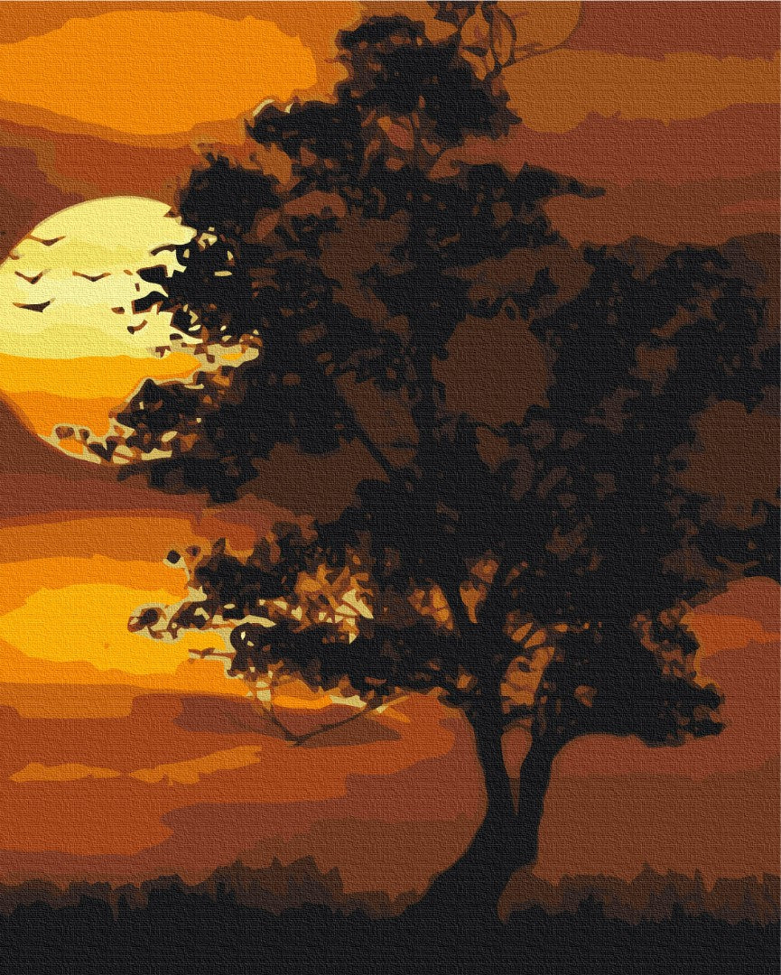 Malen nach Zahlen Motiv - Flammender Sonnenuntergang